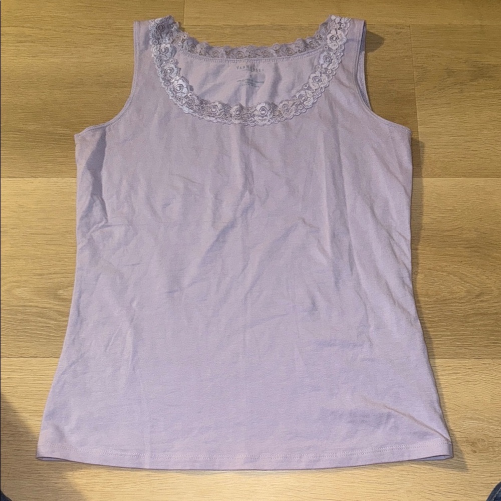 lace detail lilac tank top